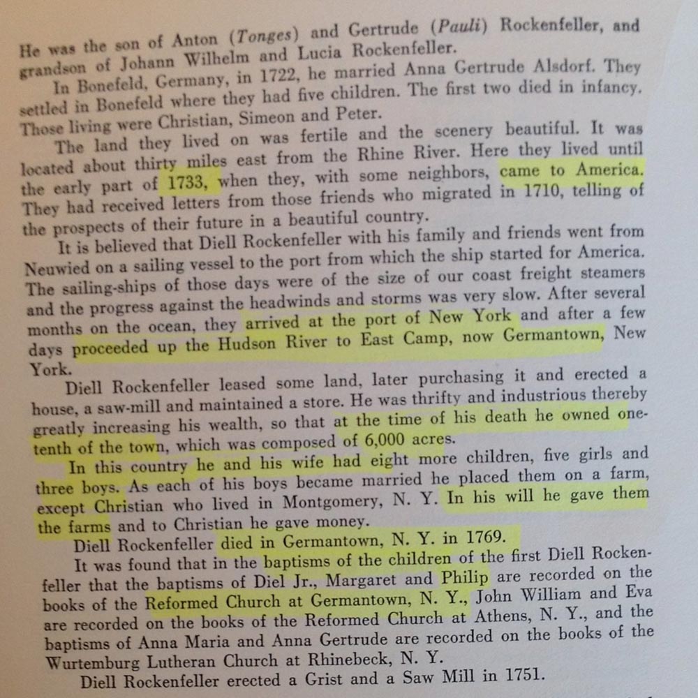 Rockefeller Genealogy Vol IV Pg6 My 7th Great Grandfather